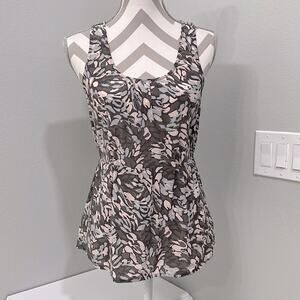 Broadway & Broom by Madewell floral boho 100% silk blouse grey pink size Small